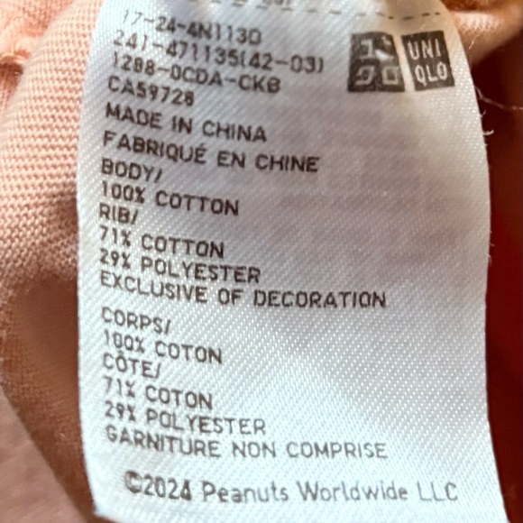 Uniqlo | "PEANUTS Sports Club: Birdies Only Club" Tee - Women's XS, Pink/White - Picture 7 of 8